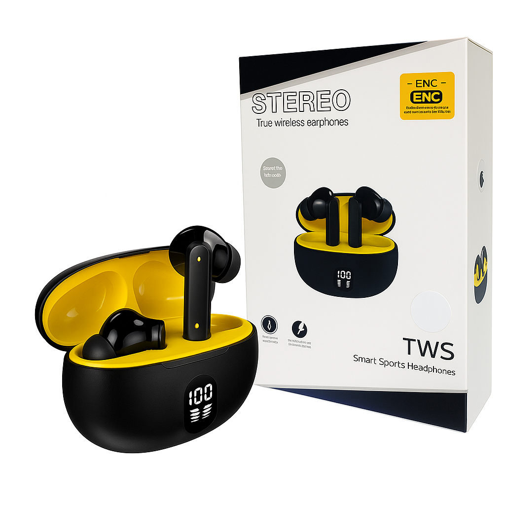 Stereo 895B TWS ENC Wireless Earbuds With Digital Display