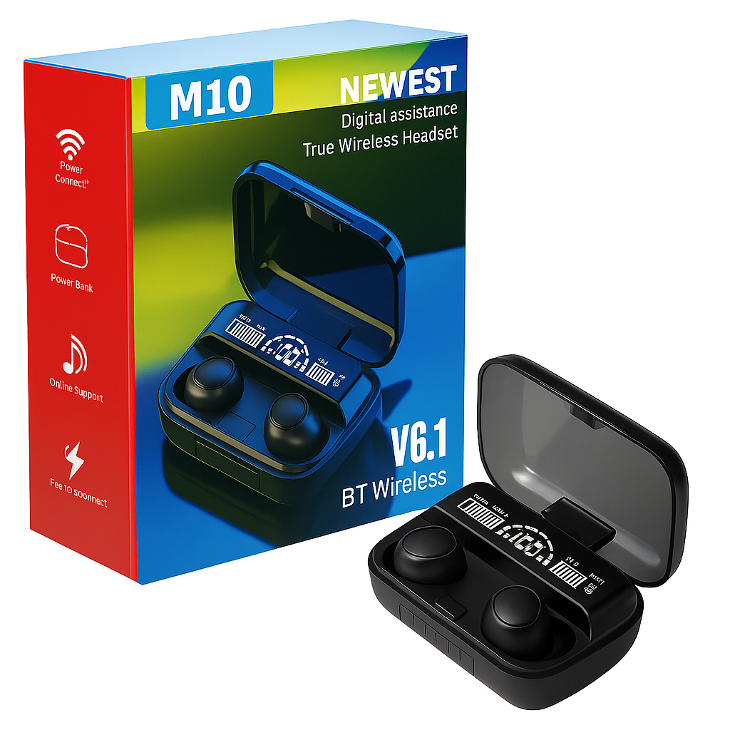 M10 TWS Wireless Bluetooth Earbuds With Built-in Power bank